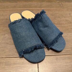Lord & Taylor Frayed Denim Clogs